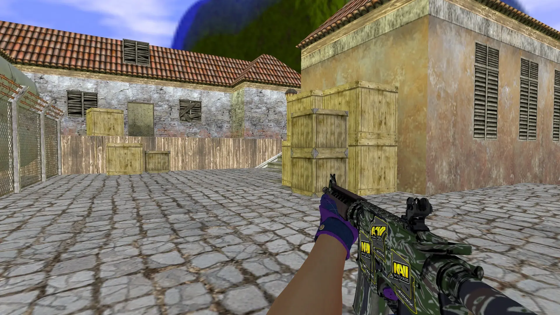 M4A1: Imperial Plaid Driver Gloves — de_inferno (first person)