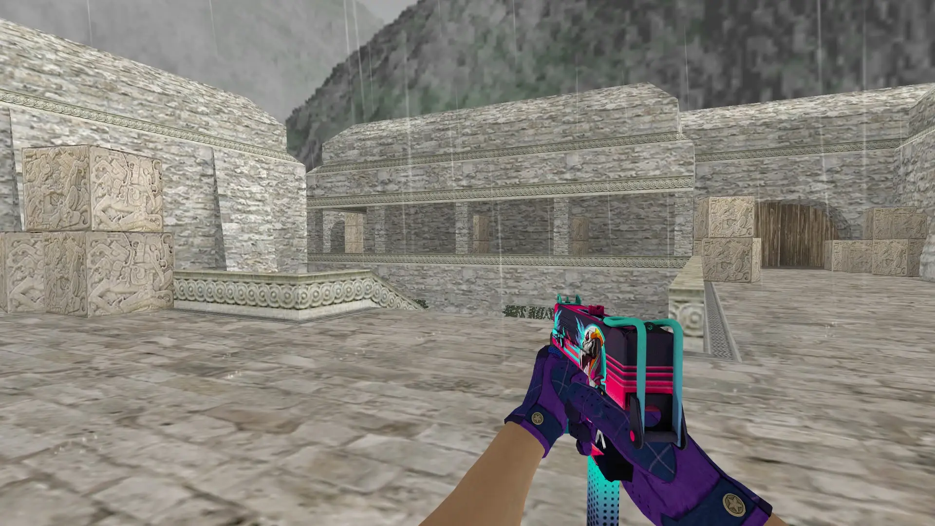 MAC-10: Imperial Plaid Driver Gloves — de_aztec (first person)