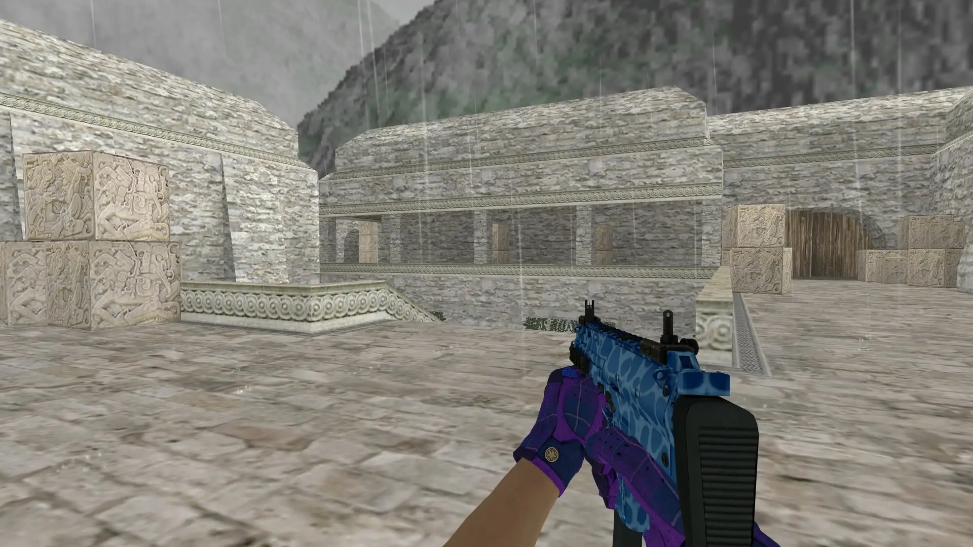 MP5: Imperial Plaid Driver Gloves — de_aztec (first person)