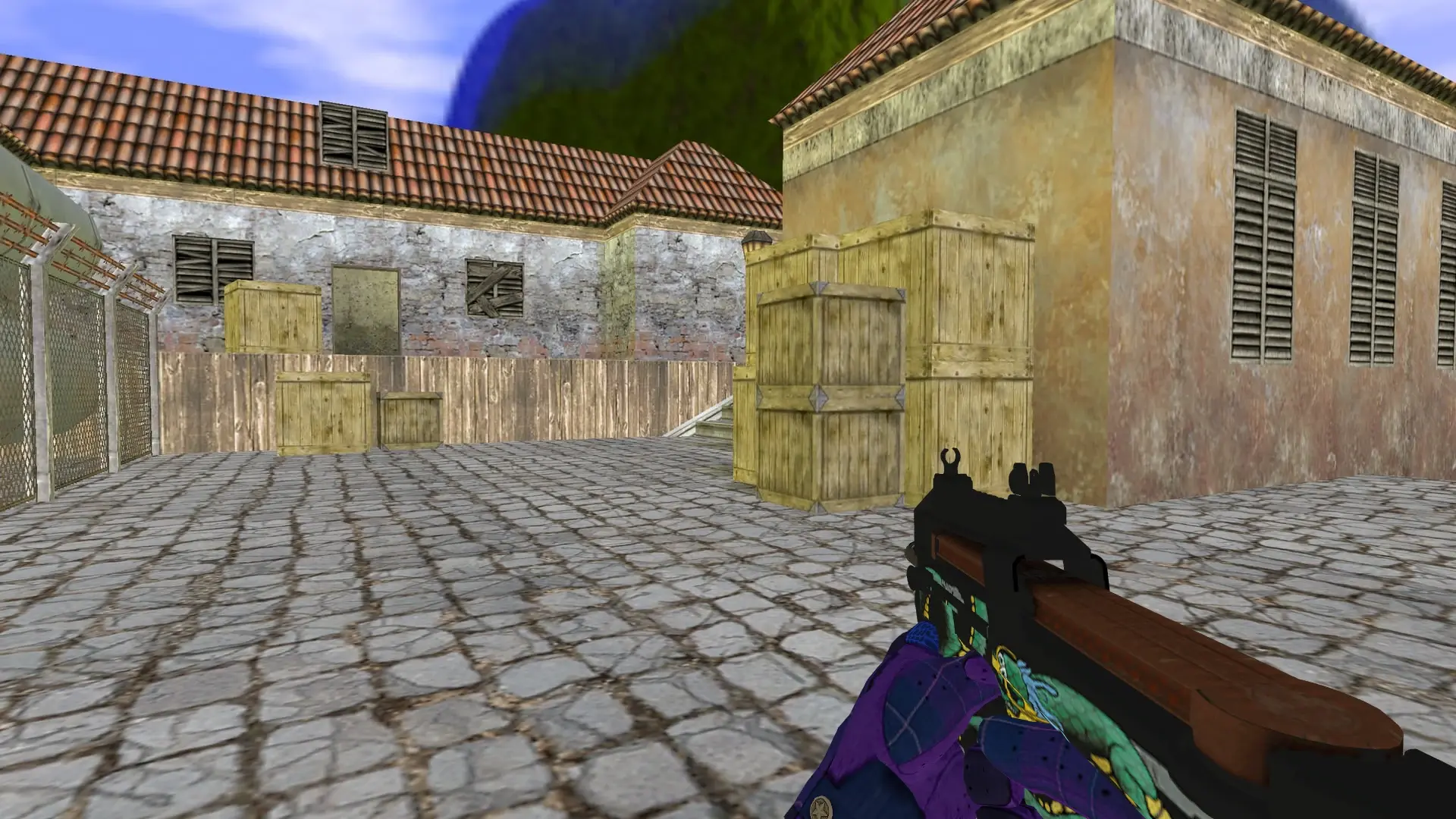 P90: Imperial Plaid Driver Gloves — de_inferno (first person)