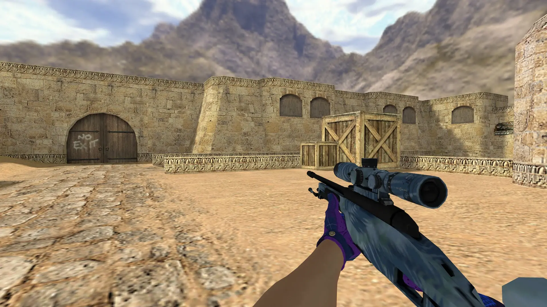 Scout: Imperial Plaid Driver Gloves — de_dust2 (first person)
