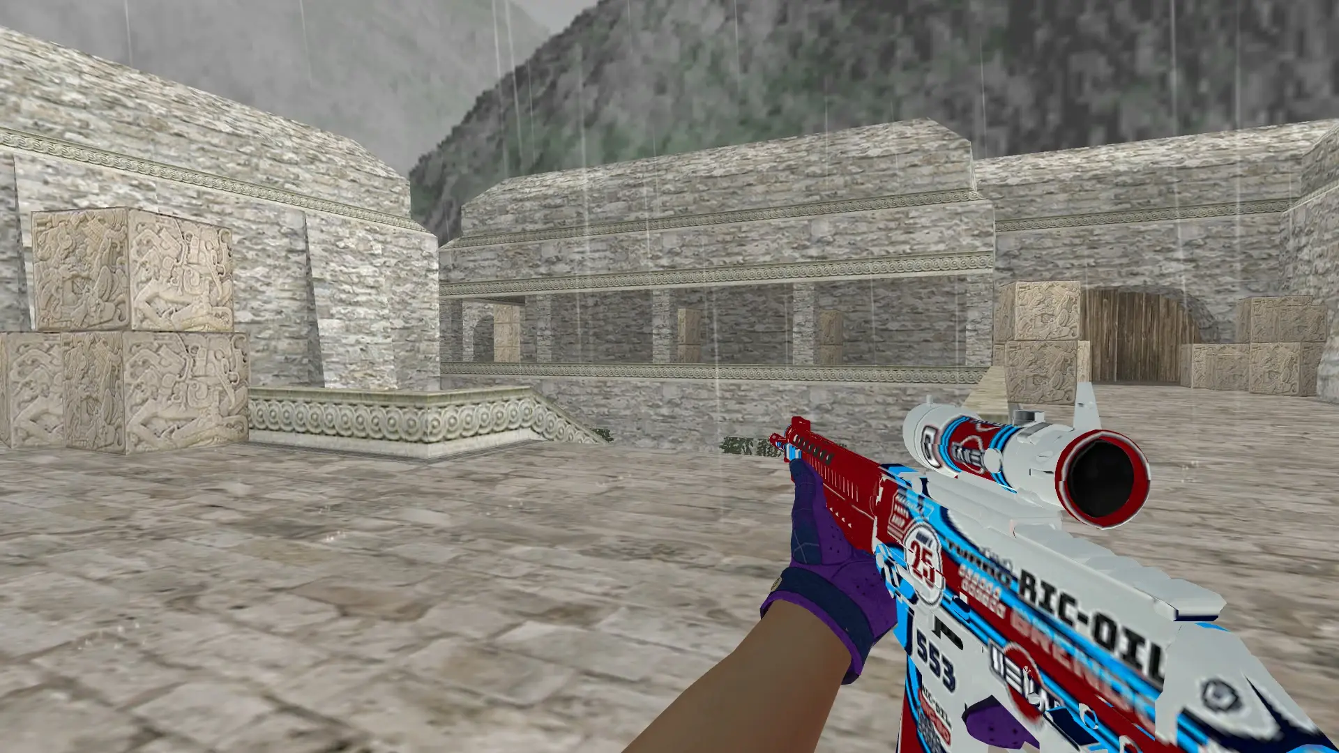 SG552: Imperial Plaid Driver Gloves — de_aztec (first person)
