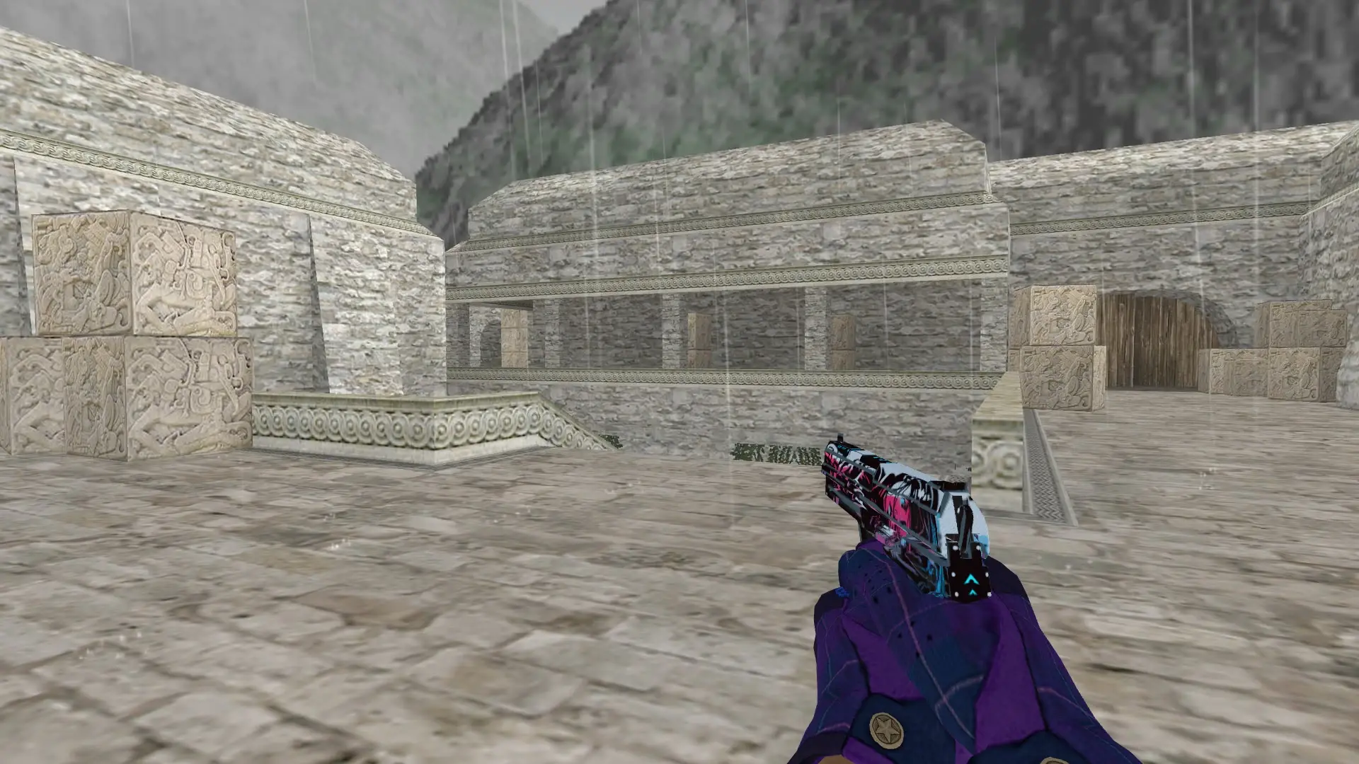 USP: Imperial Plaid Driver Gloves — de_aztec (first person)