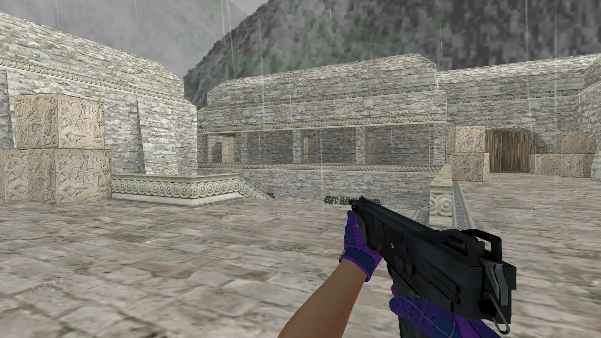 XM1014: Imperial Plaid Driver Gloves — de_aztec (first person)