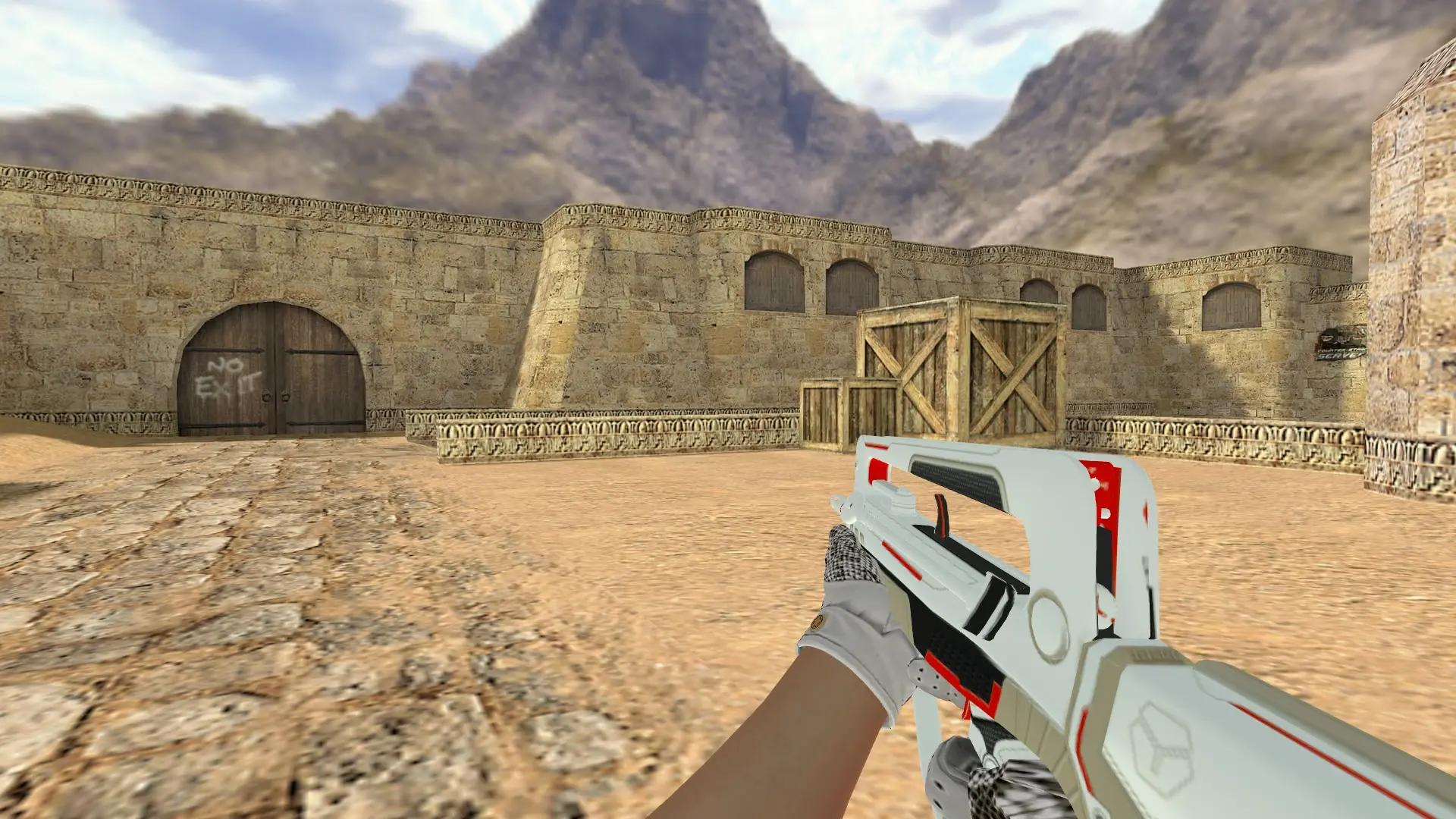 FAMAS: King Snake Driver Gloves — de_dust2 (first person)