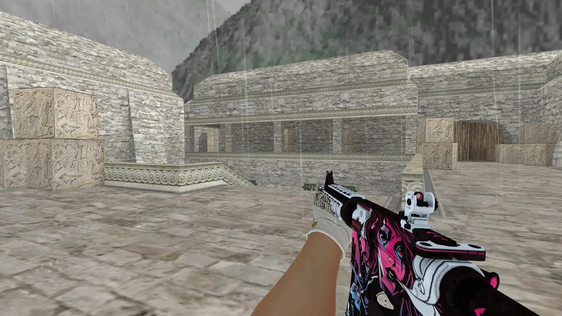 M4A1: King Snake Driver Gloves — de_aztec (first person)
