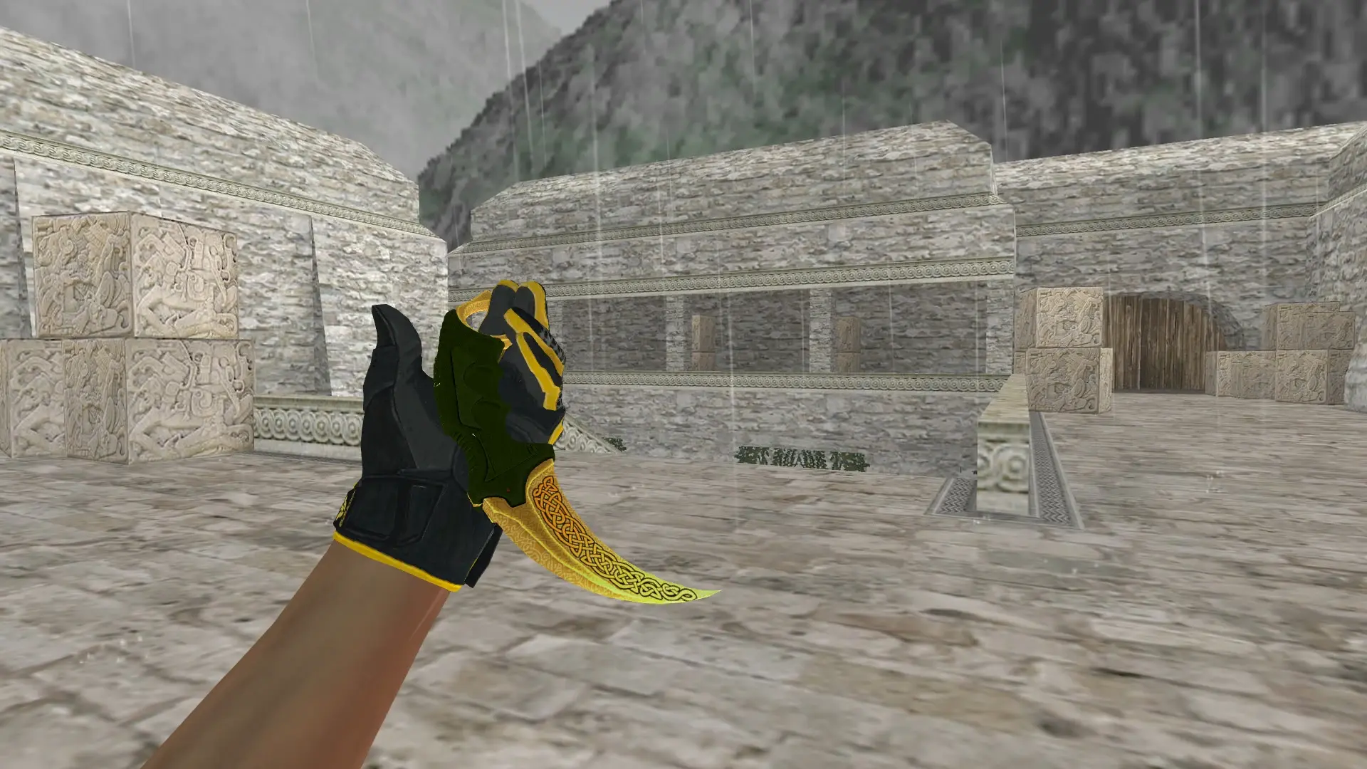 Karambit Lore — Sport Gloves Omega Pack — de_aztec (first person)