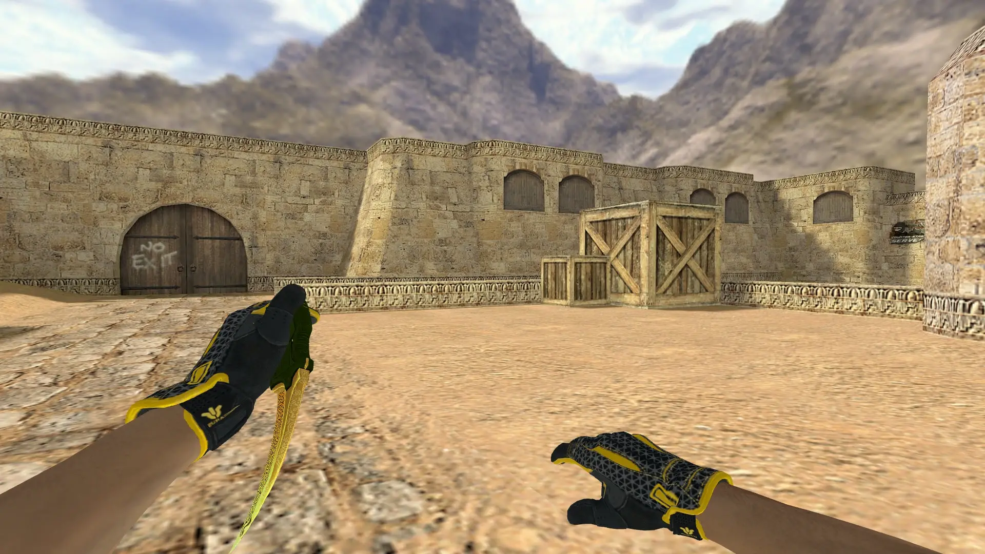 Karambit Lore — Sport Gloves Omega Pack — de_dust2 (first person)