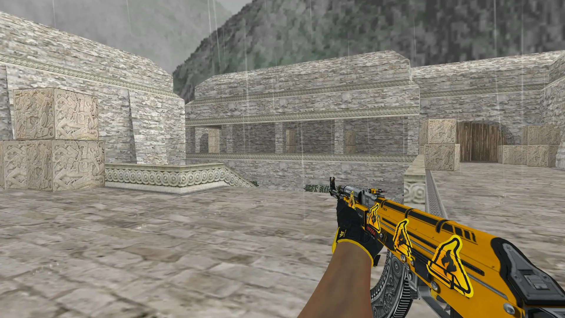 AK-47 — Sport Gloves Omega Pack — de_aztec (first person)