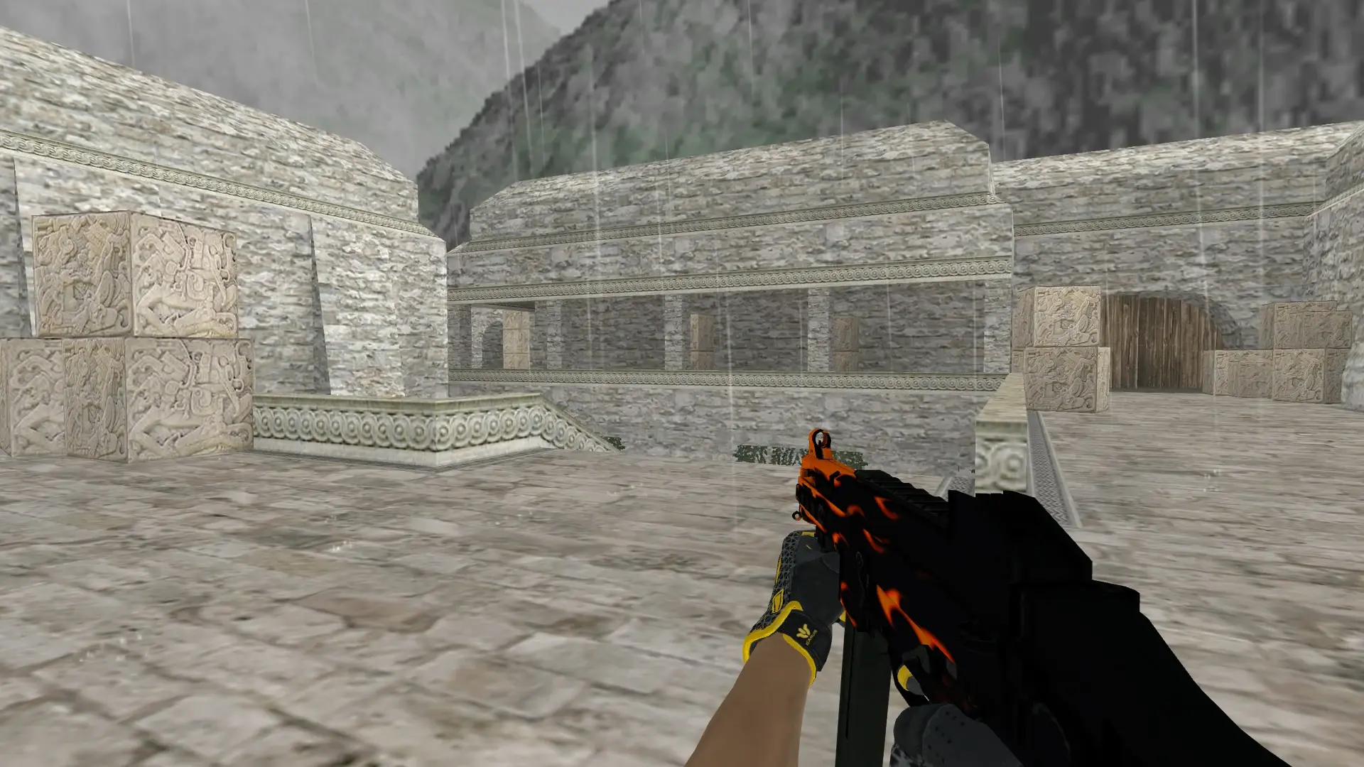 UMP-45 — Sport Gloves Omega Pack — de_aztec (first person)