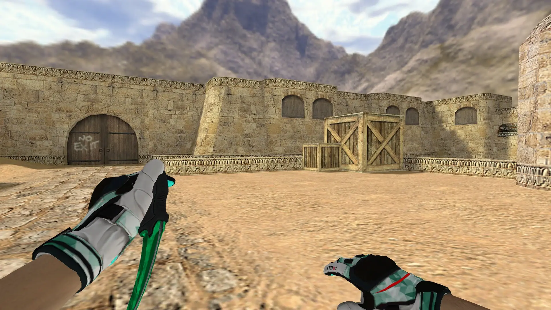 Karambit Emerald — Moto Gloves Spearmint Pack — de_dust2 (first person)