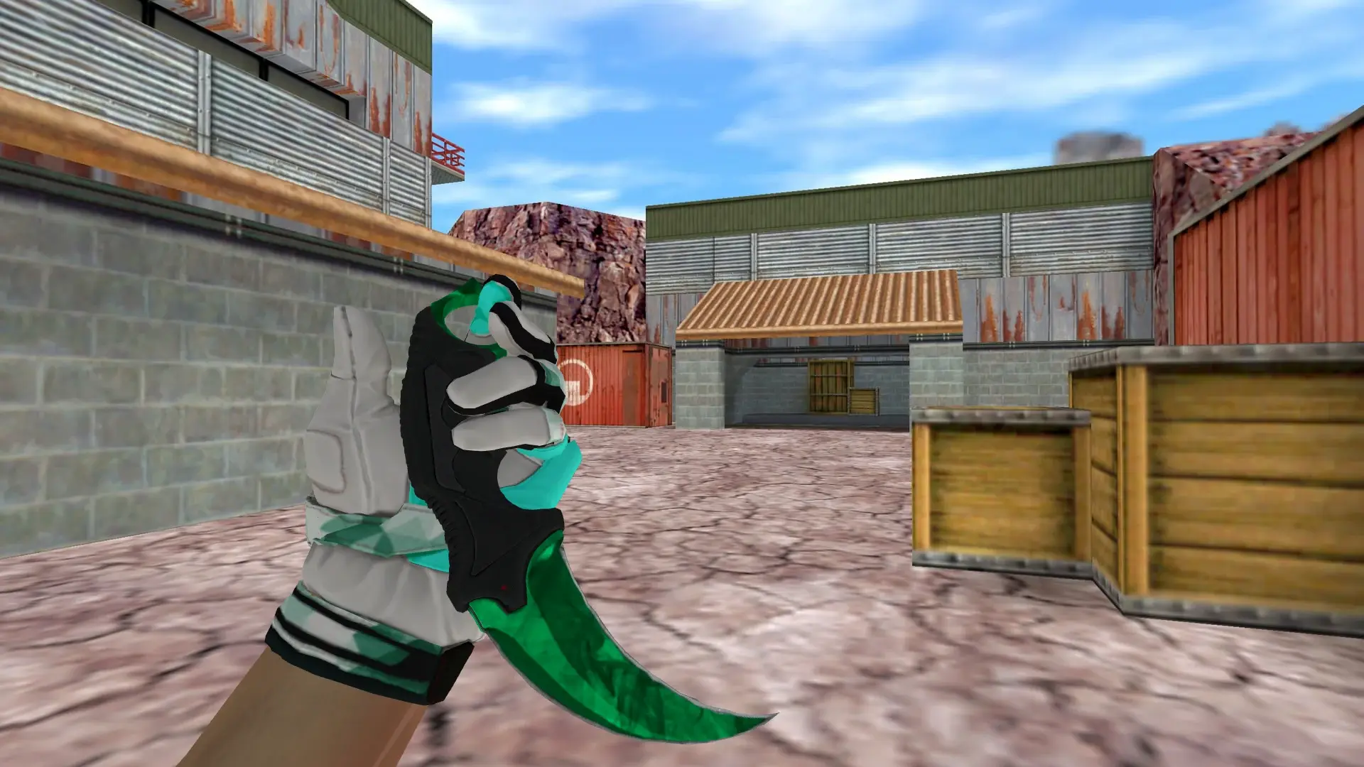 Karambit Emerald — Moto Gloves Spearmint Pack — de_nuke (first person)