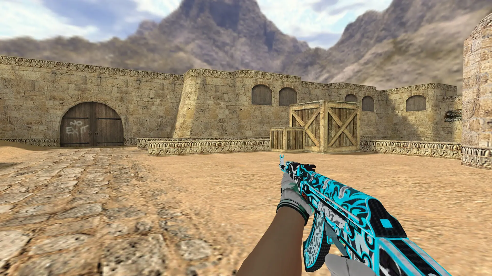 AK-47 — Moto Gloves Spearmint Pack — de_dust2 (first person)