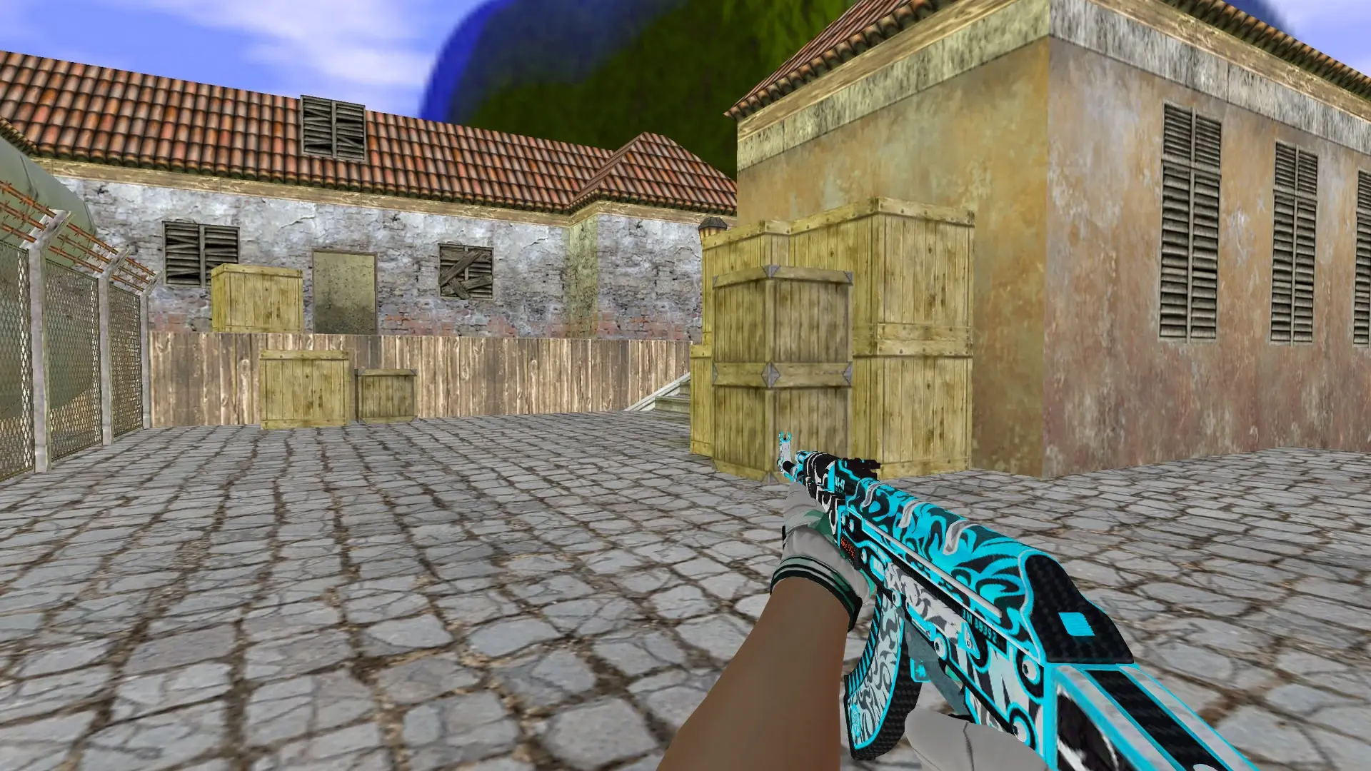 AK-47 — Moto Gloves Spearmint Pack — de_inferno (first person)