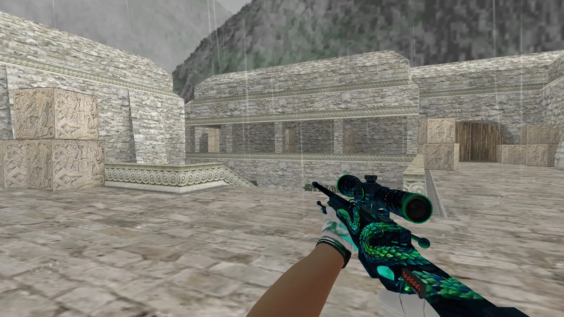 AWP — Moto Gloves Spearmint Pack — de_aztec (first person)