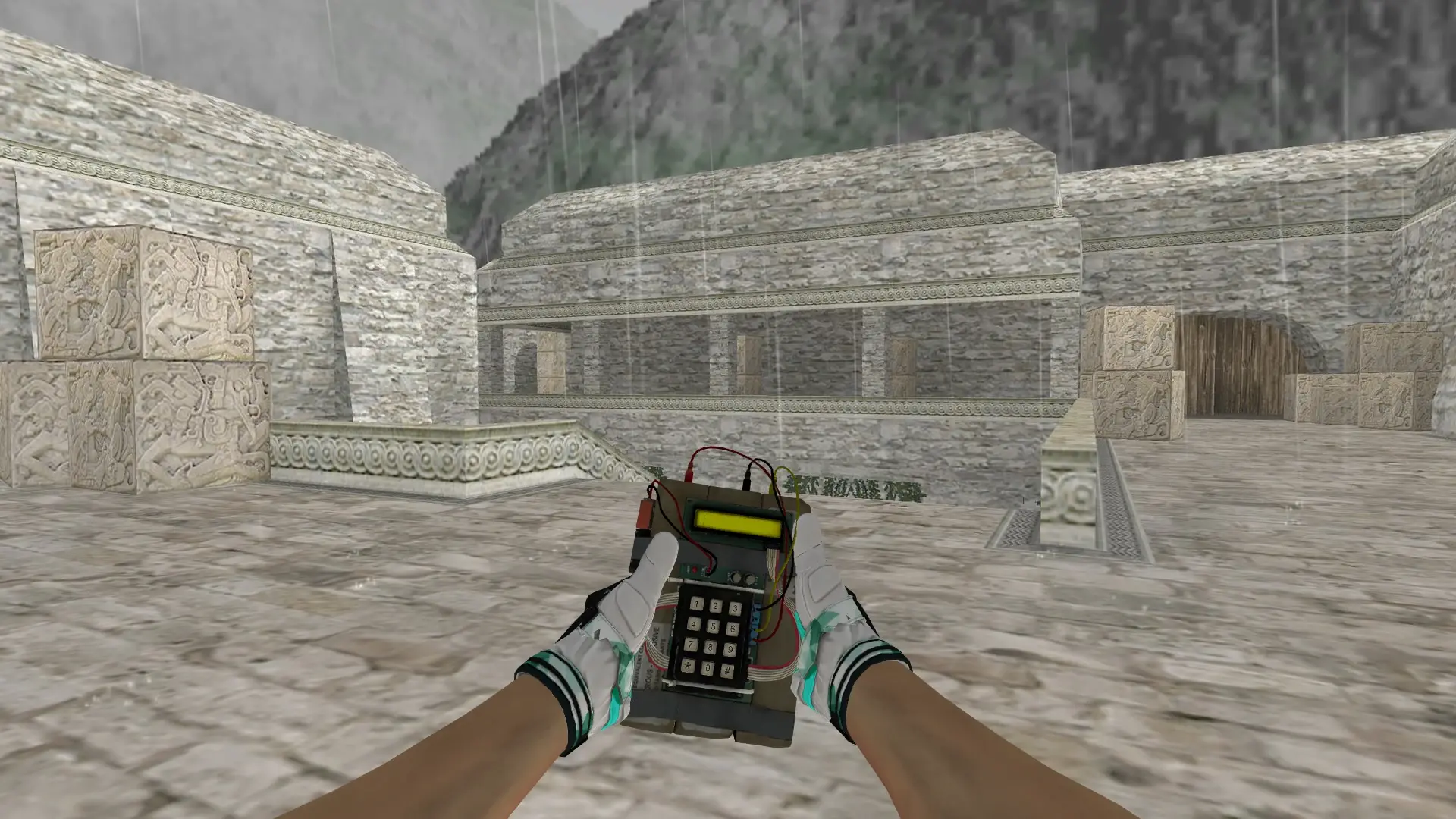 C4 — Moto Gloves Spearmint Pack — de_aztec (first person)