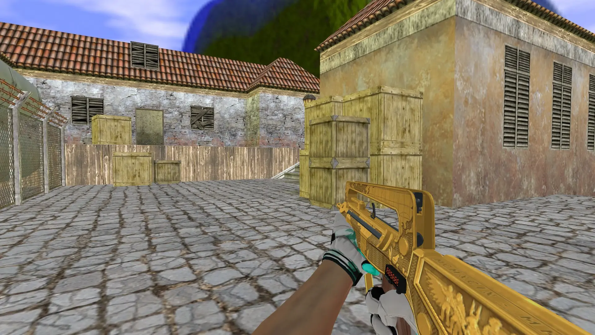 FAMAS — Moto Gloves Spearmint Pack — de_inferno (first person)