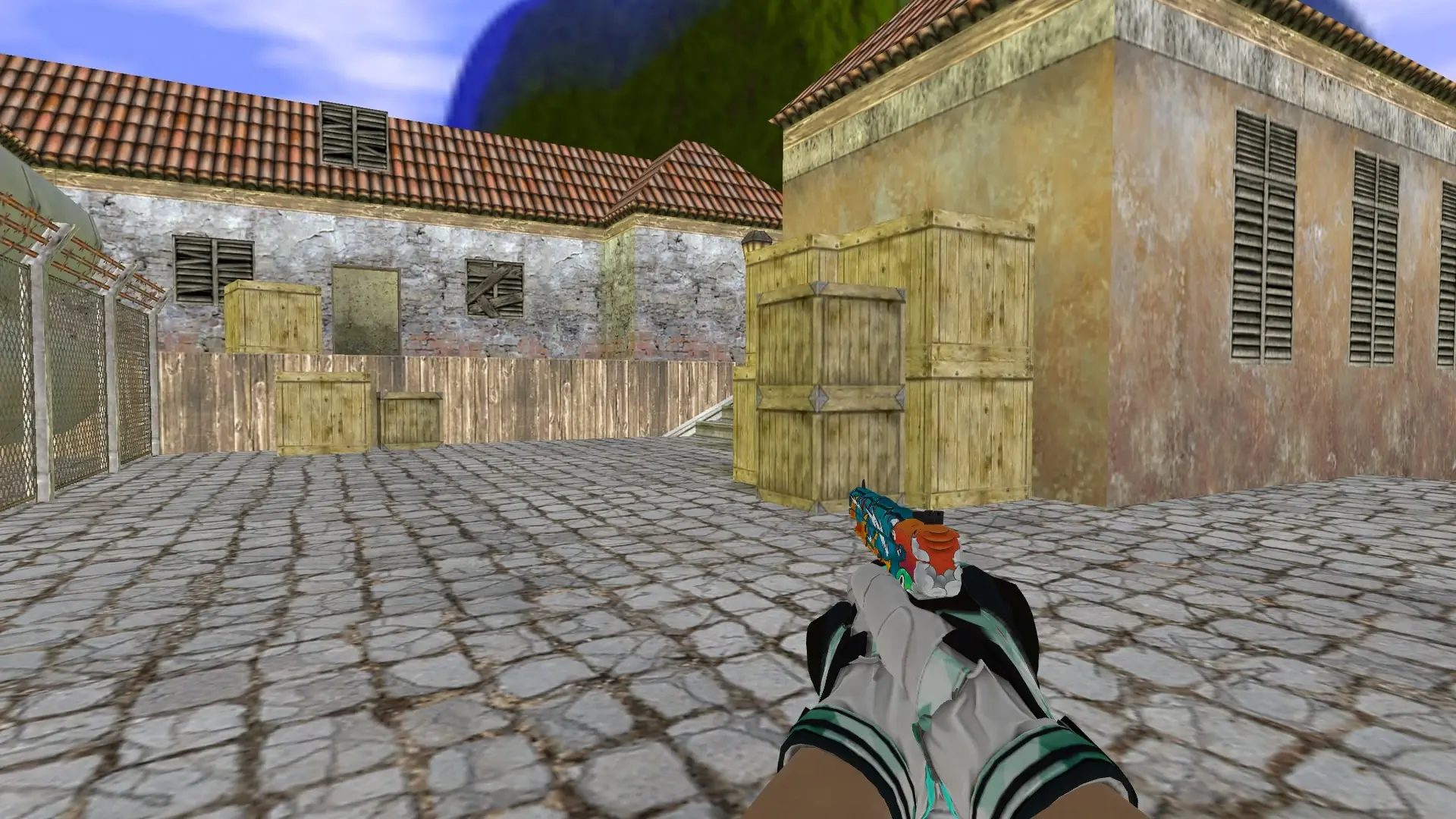 Five-SeveN — Moto Gloves Spearmint Pack — de_inferno (first person)