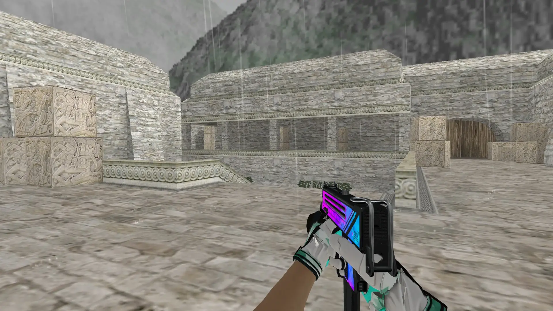 MAC-10 — Moto Gloves Spearmint Pack — de_aztec (first person)