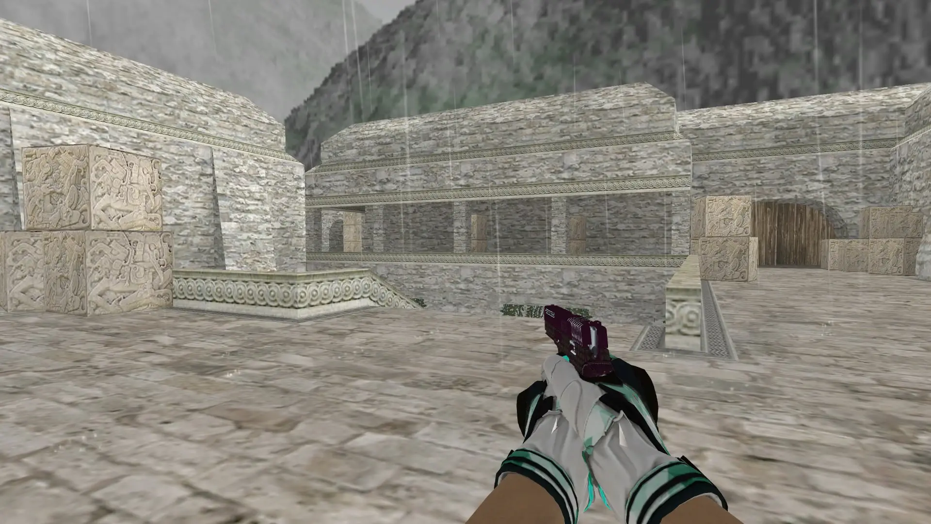 P228 — Moto Gloves Spearmint Pack — de_aztec (first person)