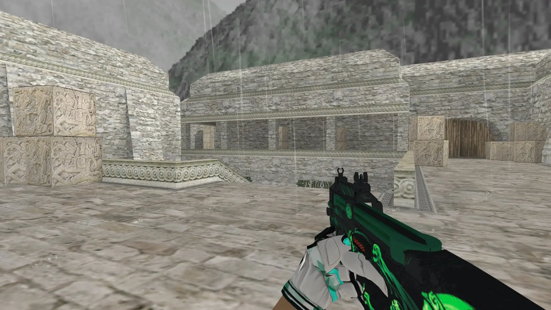 P90 — Moto Gloves Spearmint Pack — de_aztec (first person)