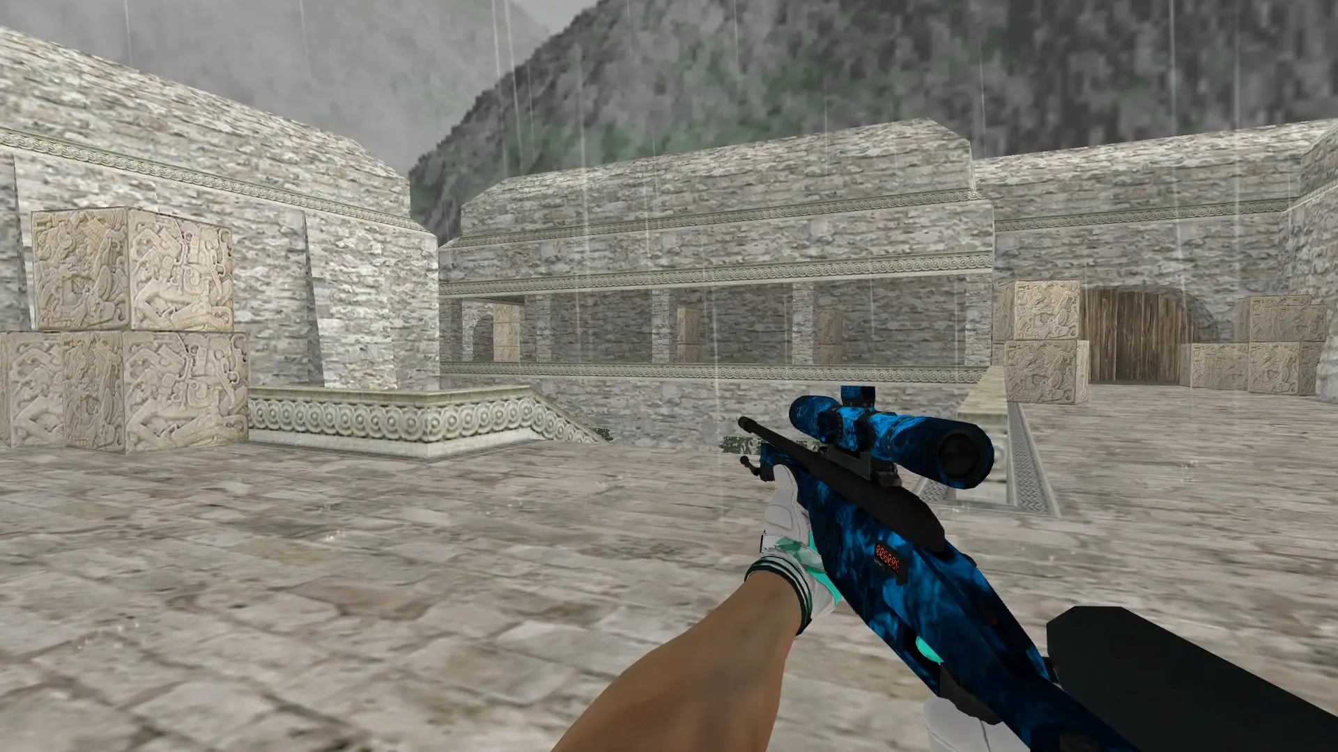 Scout — Moto Gloves Spearmint Pack — de_aztec (first person)