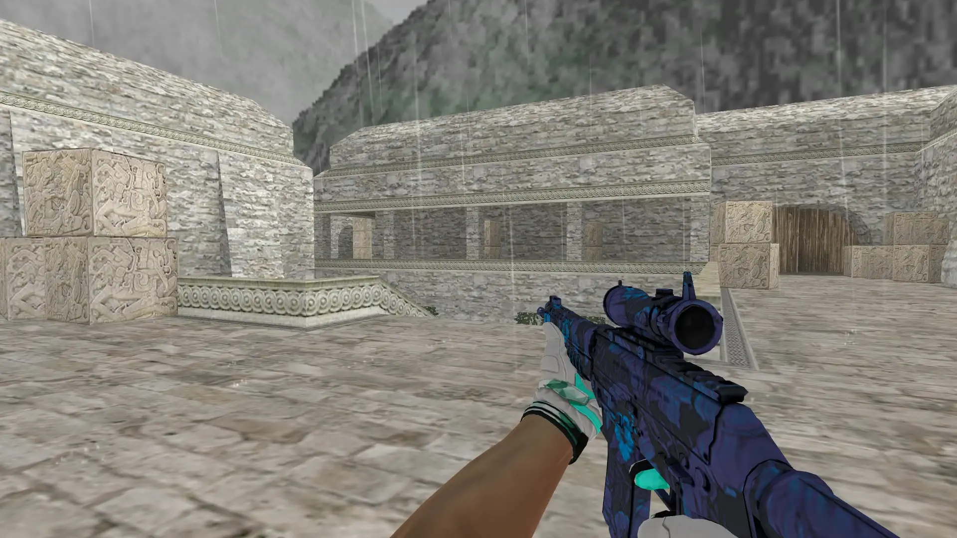 SG552 — Moto Gloves Spearmint Pack — de_aztec (first person)
