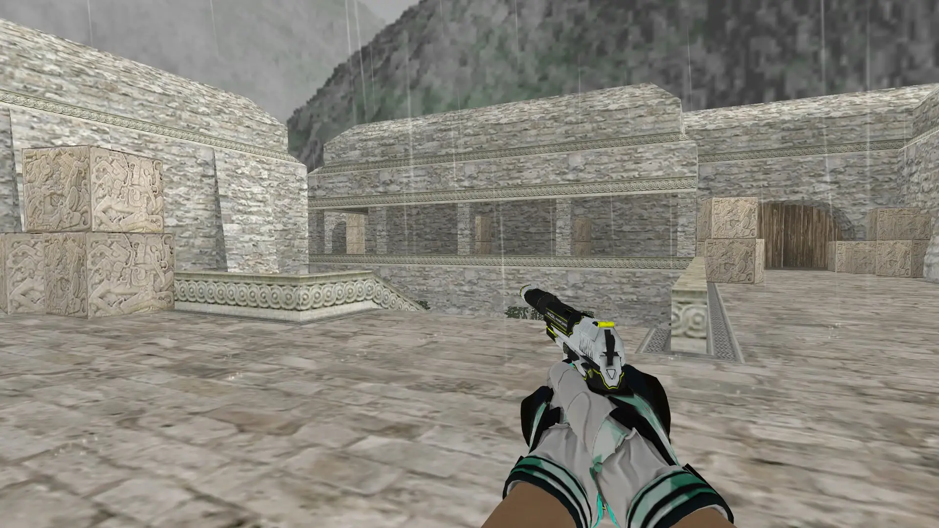 USP — Moto Gloves Spearmint Pack — de_aztec (first person)