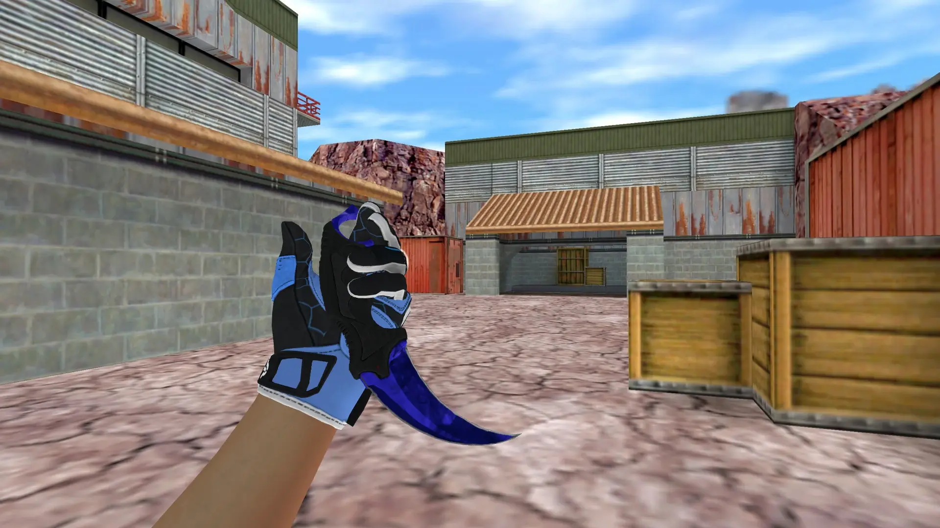 Karambit Sapphire — Sport Gloves Superconductor Pack — de_nuke (first person)