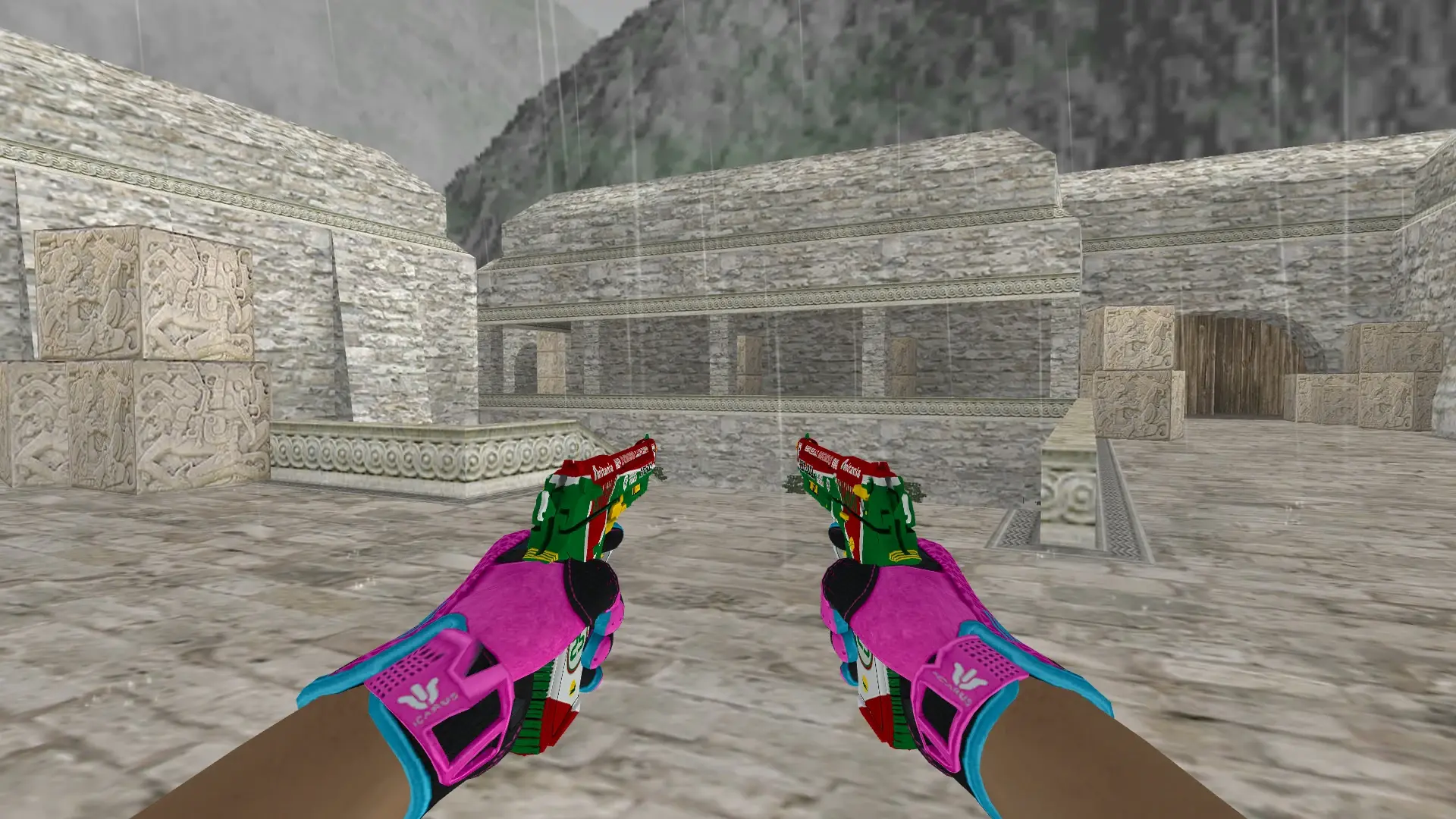Dual Berettas — Sport Gloves Vice Weapon Pack — de_aztec (first person)