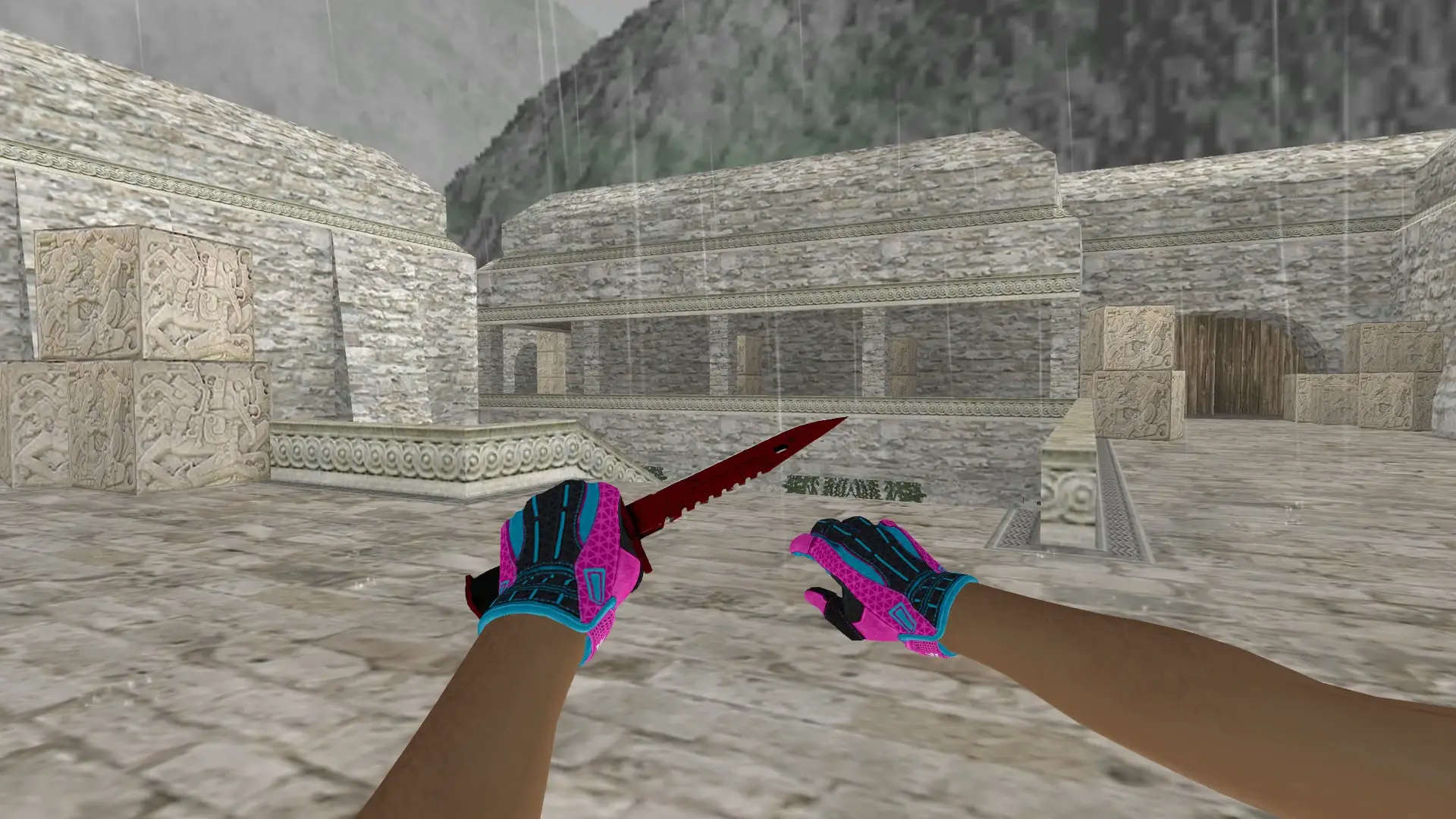 Knife — Sport Gloves Vice Weapon Pack — de_aztec (first person)