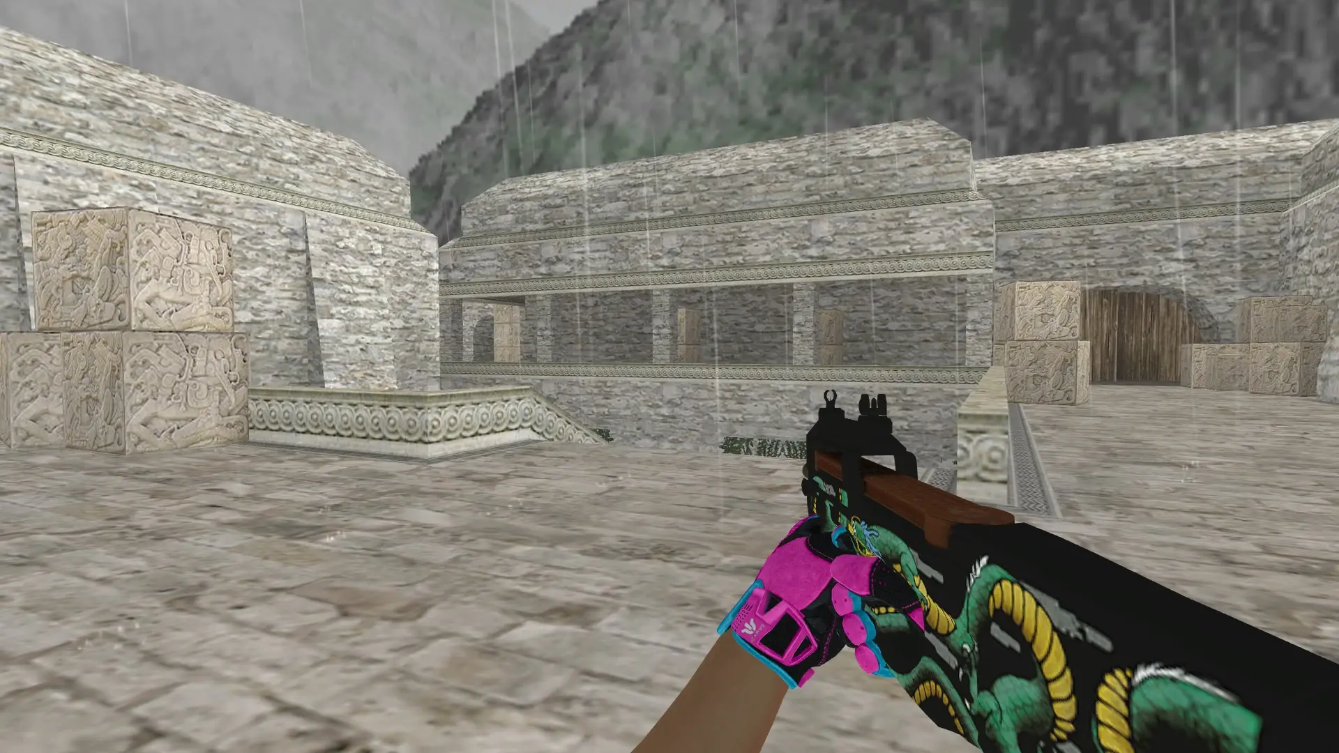 P90 — Sport Gloves Vice Weapon Pack — de_aztec (first person)
