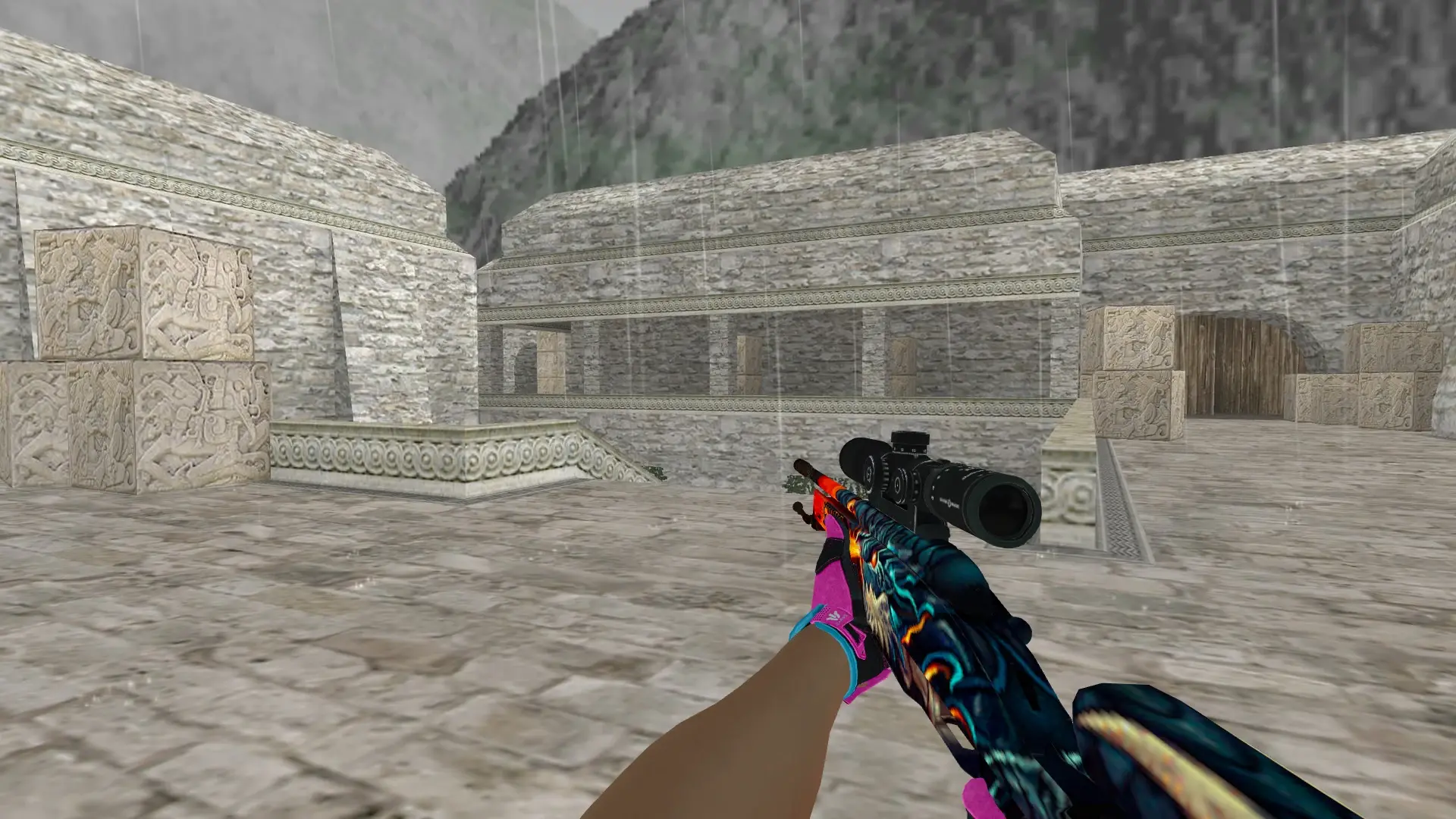 Scout — Sport Gloves Vice Weapon Pack — de_aztec (first person)