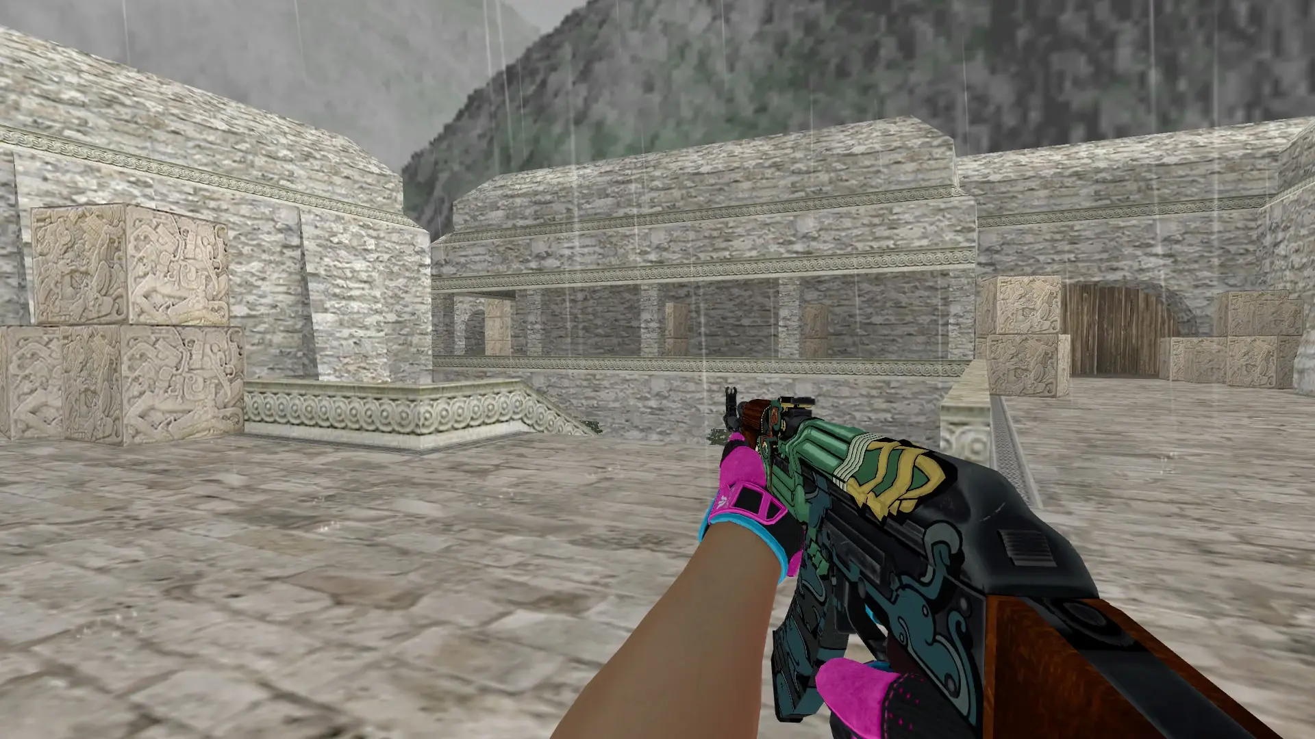 Ak47 Fire Serpent — Sport Gloves Vice Weapon Pack — de_aztec (first person)