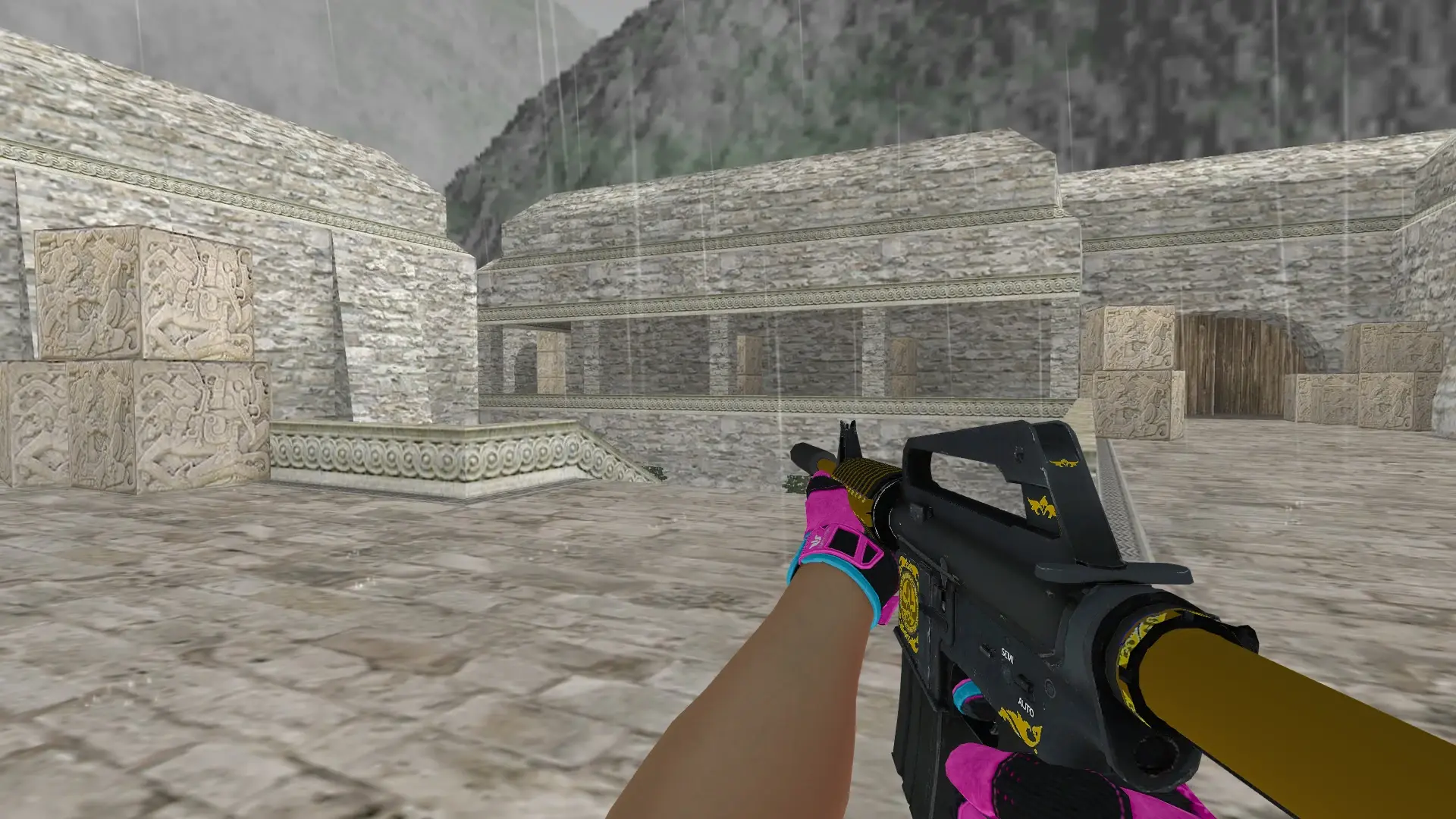 M4a1 Knight — Sport Gloves Vice Weapon Pack — de_aztec (first person)