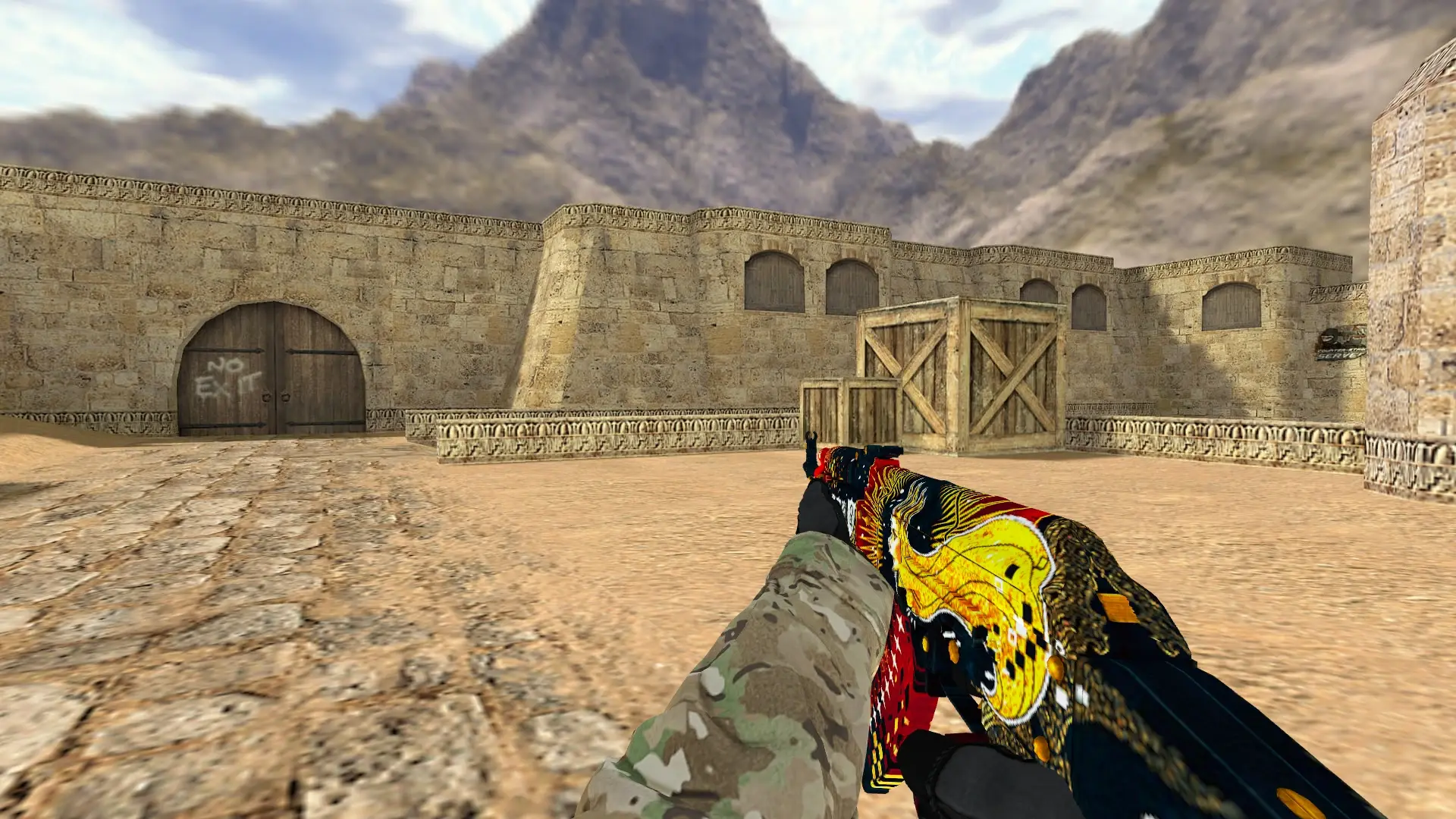 AK-47 — Specialist Gloves Crimson Kimono Pack — de_dust2 (first person)