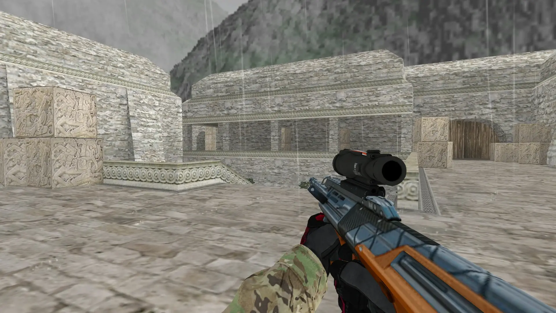 AUG — Specialist Gloves Crimson Kimono Pack — de_aztec (first person)