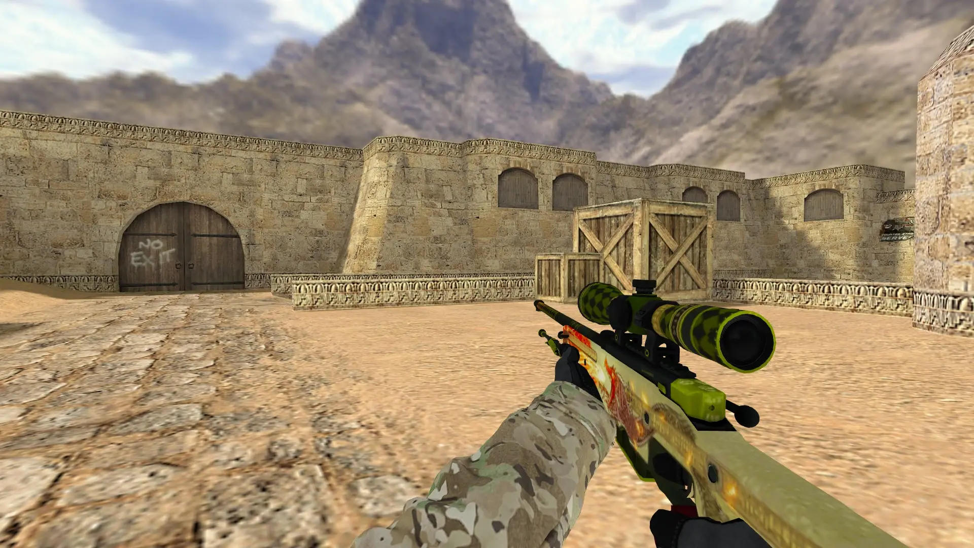 AWP — Specialist Gloves Crimson Kimono Pack — de_dust2 (first person)