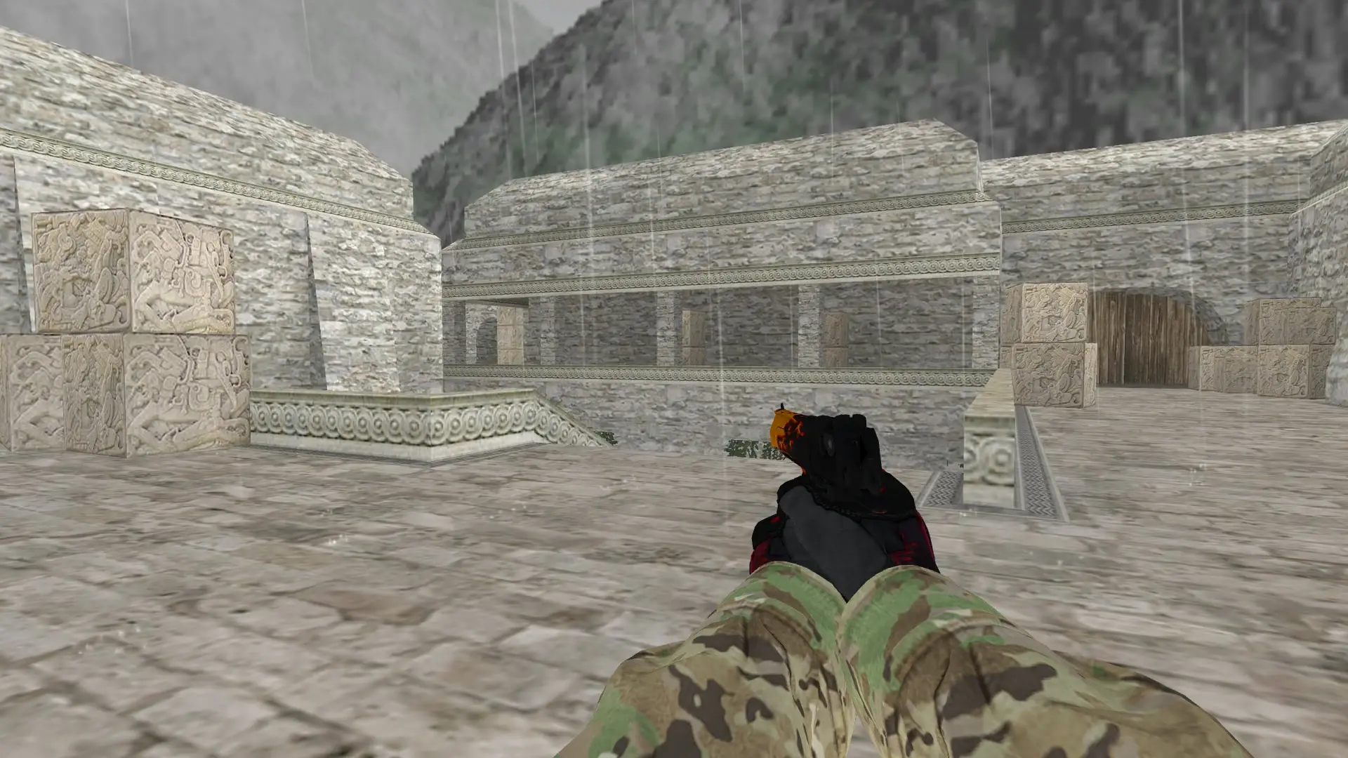 Desert Eagle — Specialist Gloves Crimson Kimono Pack — de_aztec (first person)