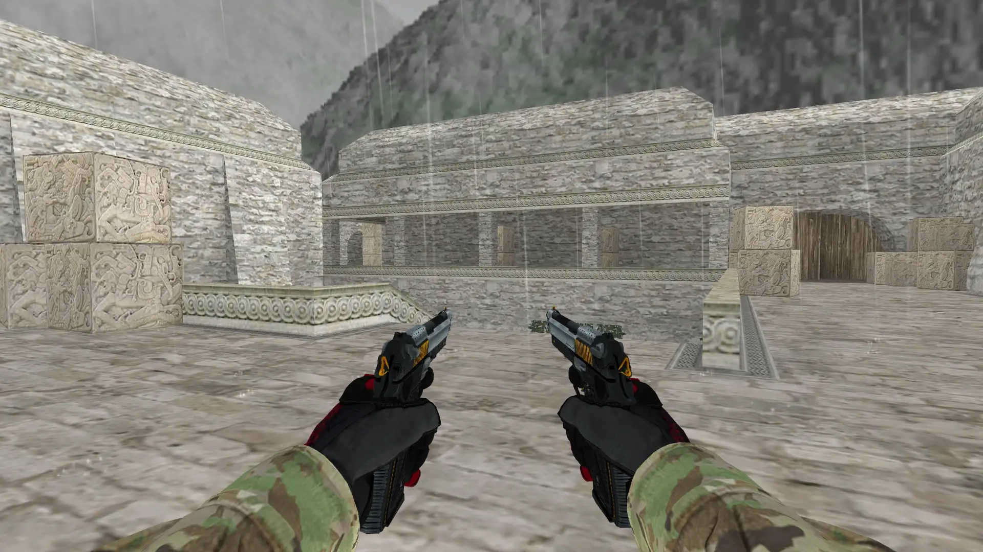 Dual Berettas — Specialist Gloves Crimson Kimono Pack — de_aztec (first person)