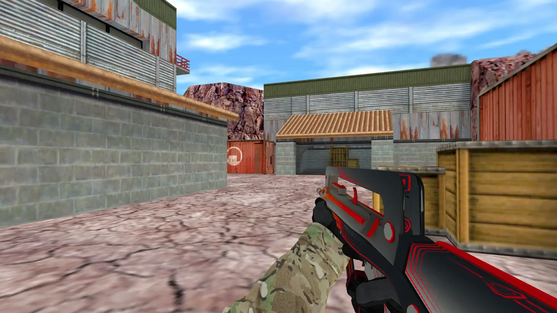FAMAS — Specialist Gloves Crimson Kimono Pack — de_nuke (first person)