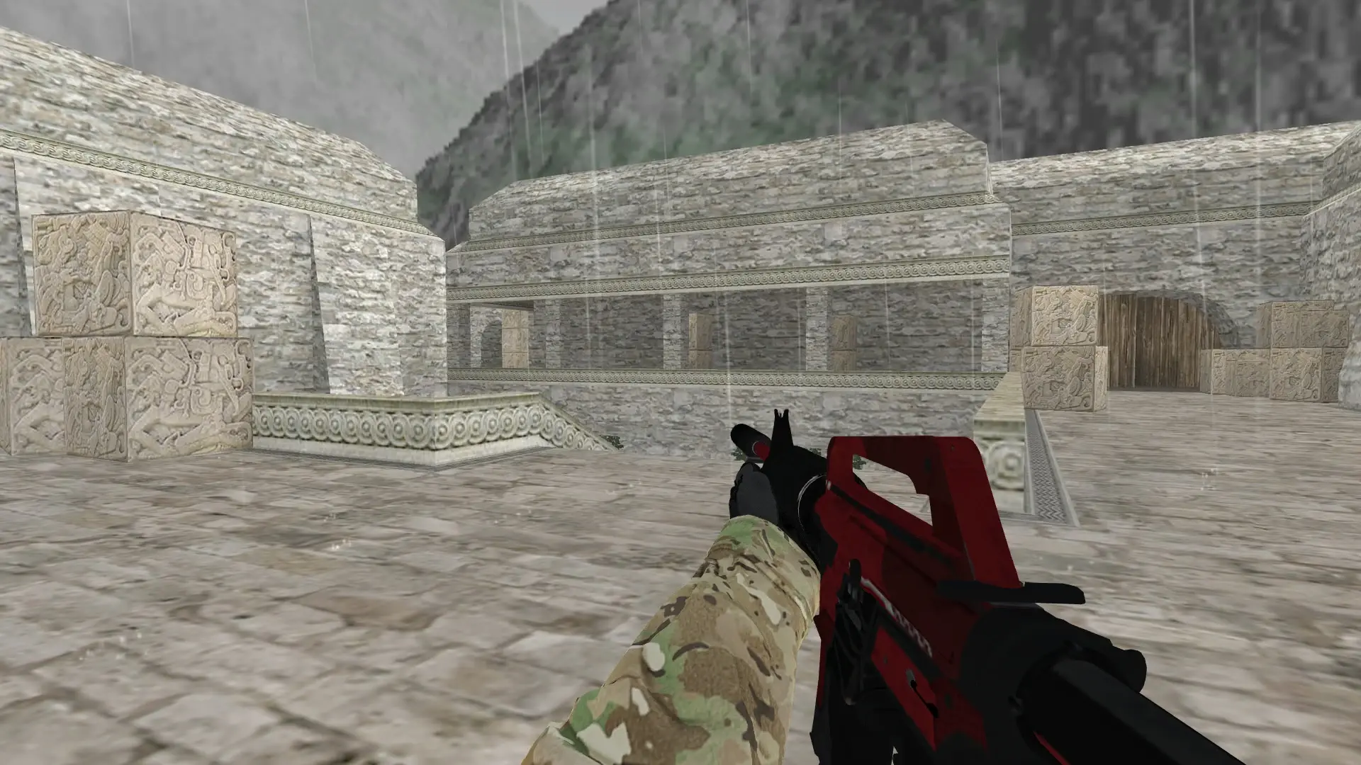 M4A1 — Specialist Gloves Crimson Kimono Pack — de_aztec (first person)