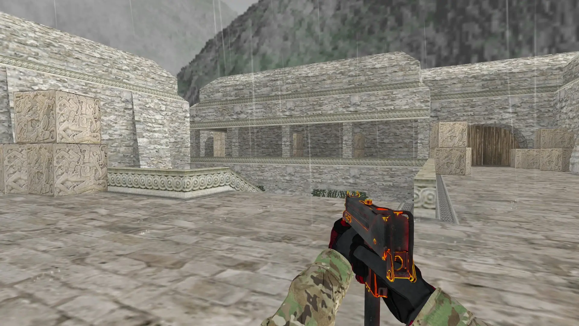 MAC-10 — Specialist Gloves Crimson Kimono Pack — de_aztec (first person)