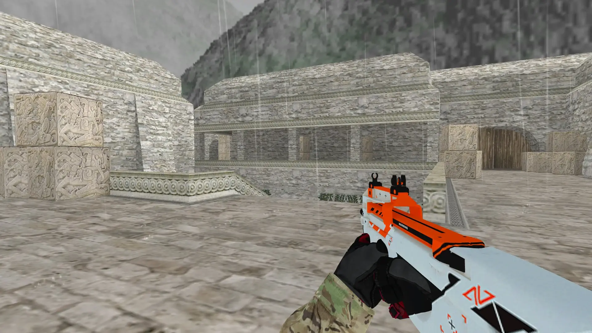 P90 — Specialist Gloves Crimson Kimono Pack — de_aztec (first person)