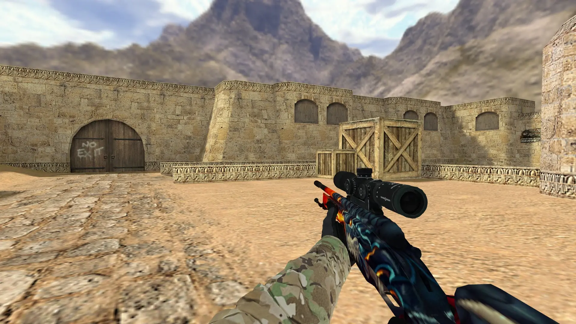 Scout — Specialist Gloves Crimson Kimono Pack — de_dust2 (first person)