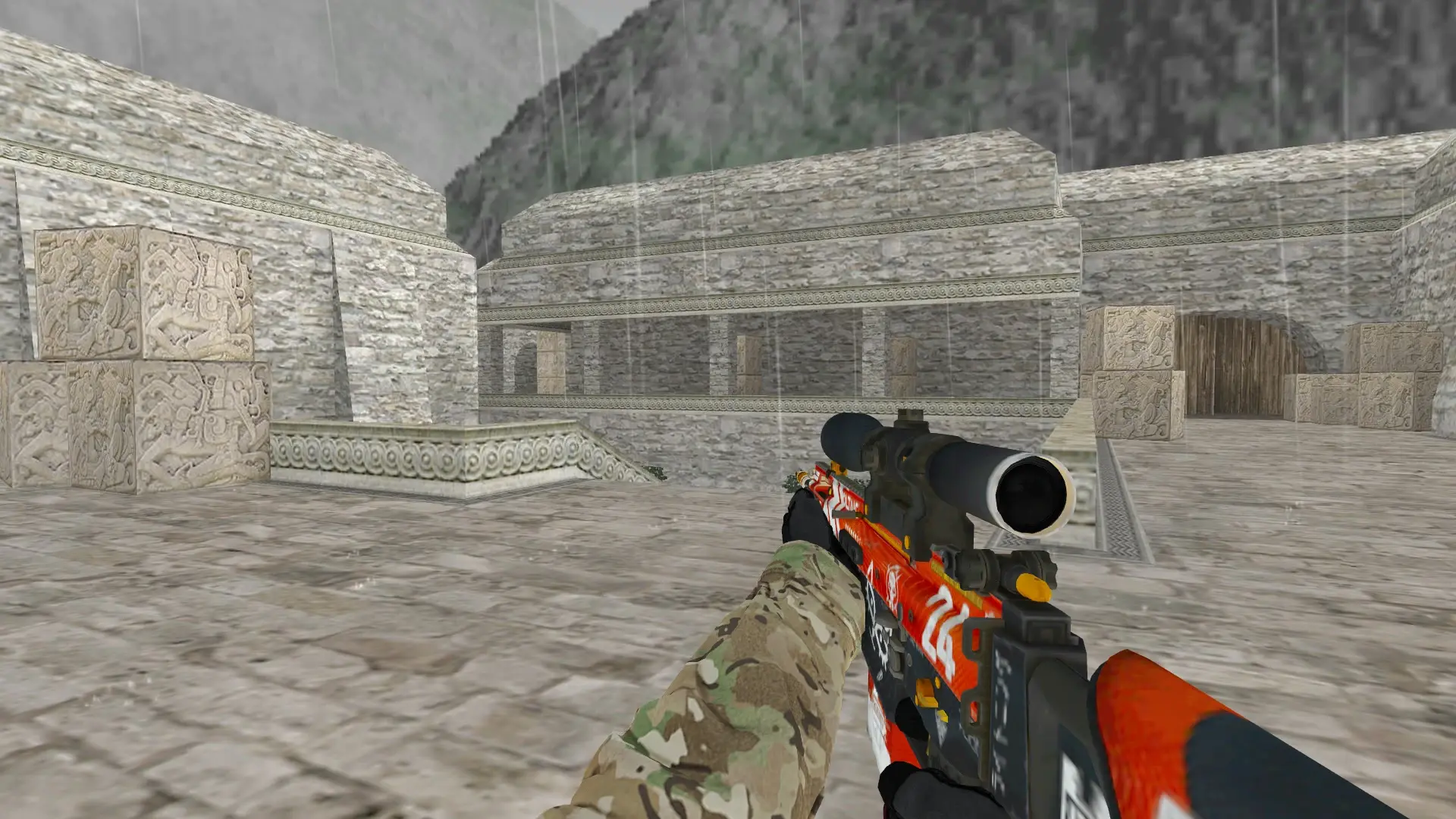 SG550 — Specialist Gloves Crimson Kimono Pack — de_aztec (first person)