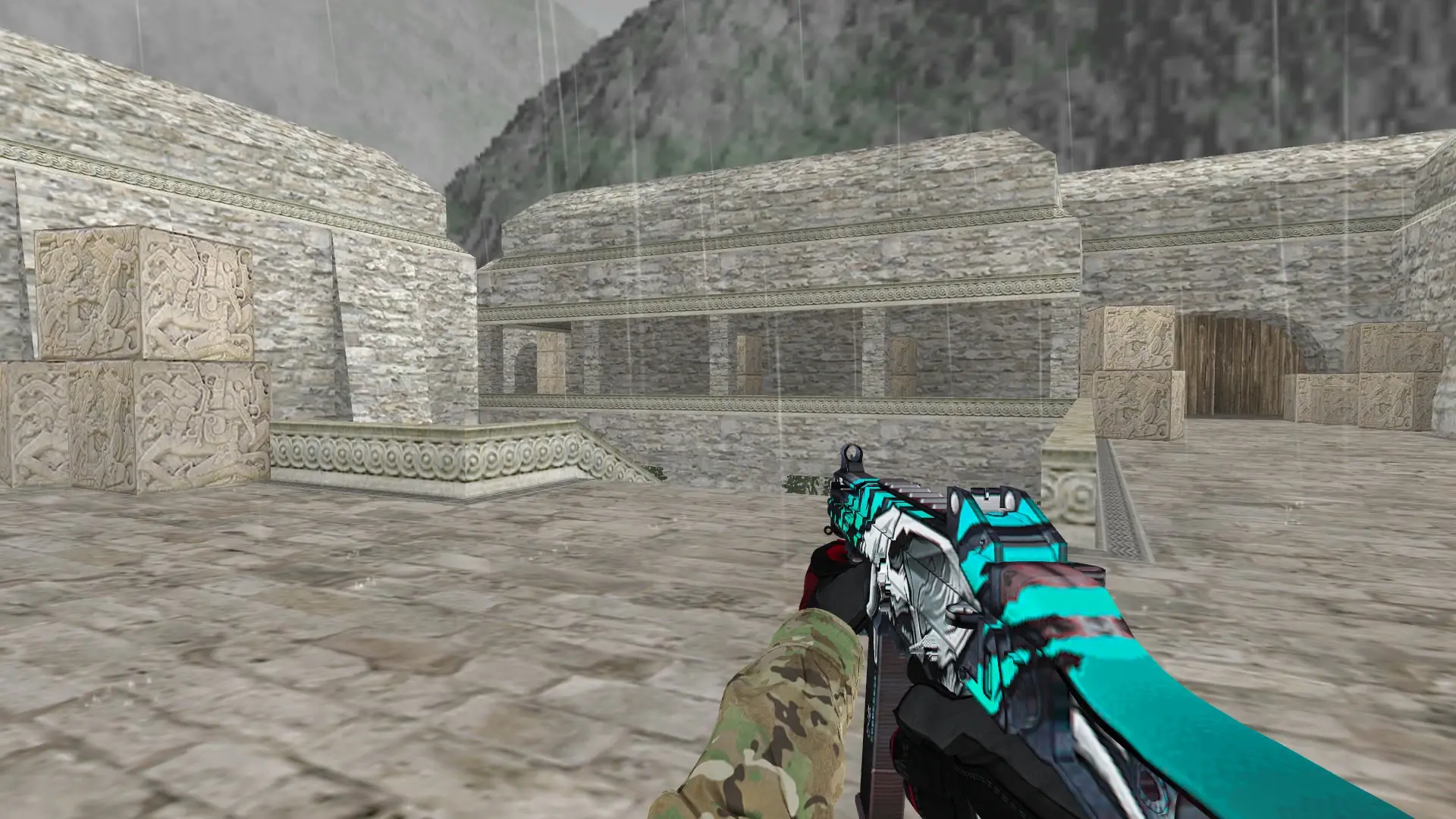 UMP-45 — Specialist Gloves Crimson Kimono Pack — de_aztec (first person)