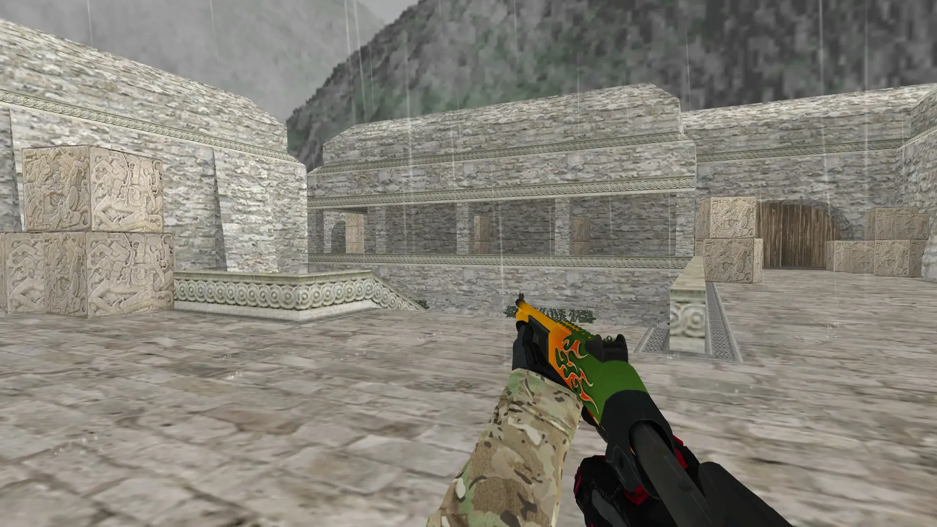 XM1014 — Specialist Gloves Crimson Kimono Pack — de_aztec (first person)