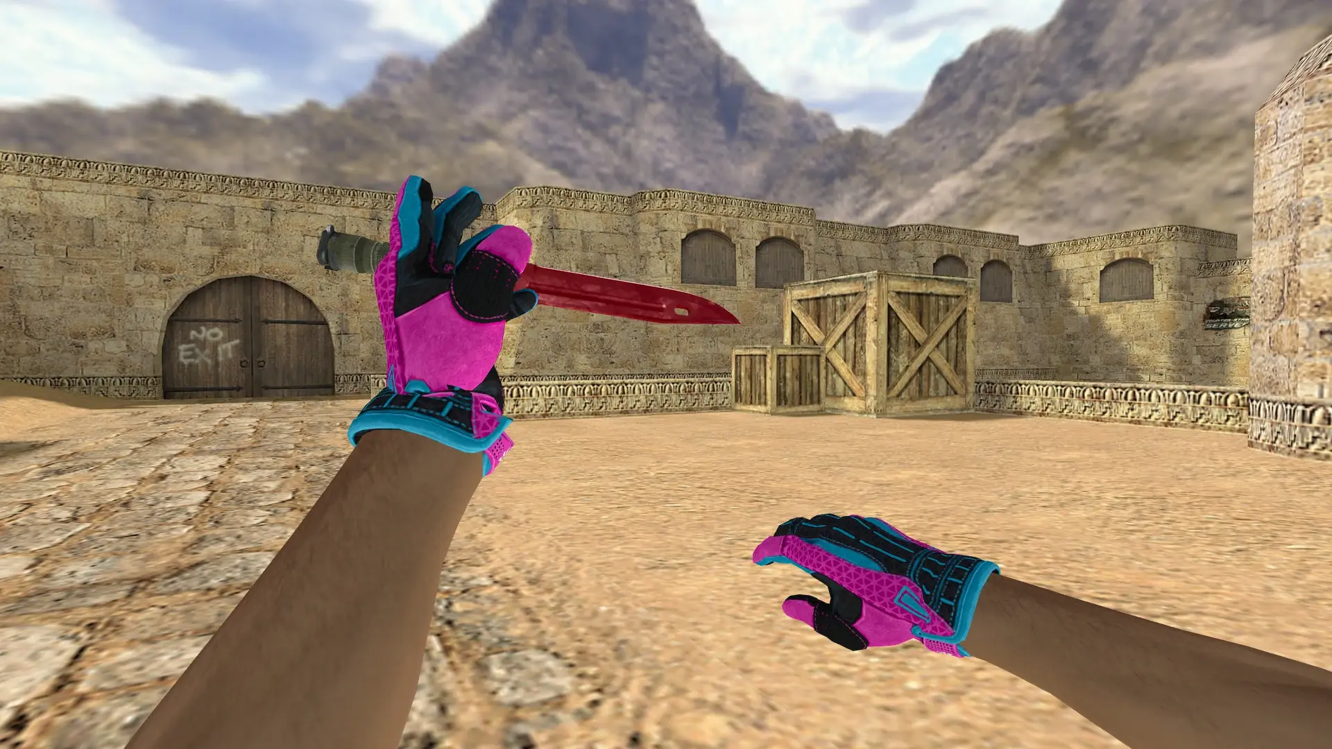 Bayonet Ruby — Sports Gloves Vice Pack — de_dust2 (first person)