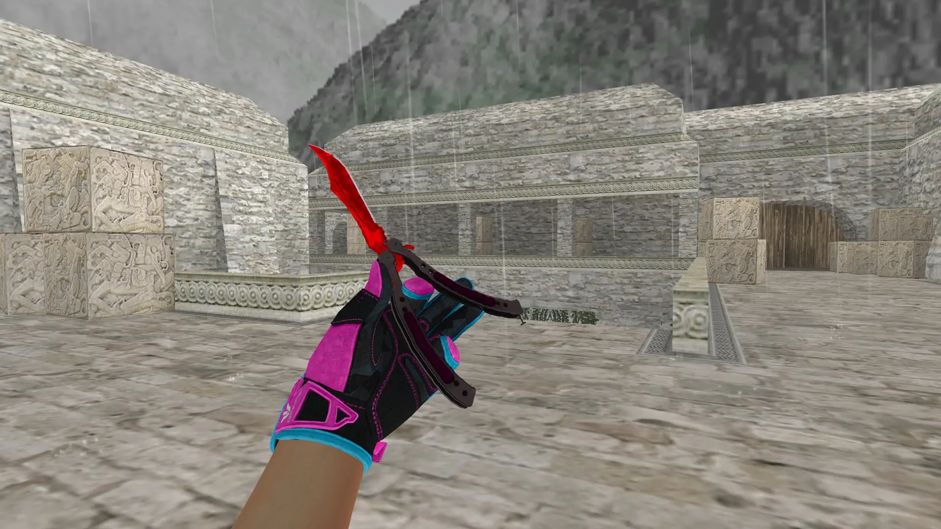 Butterfly Ruby — Sports Gloves Vice Pack — de_aztec (first person)